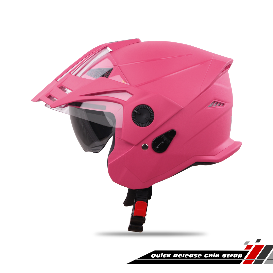 Steelbird SBH-23 GT Plus Open Face ISI Certified Helmet With Inner Sun Shield (Dashing Pink)